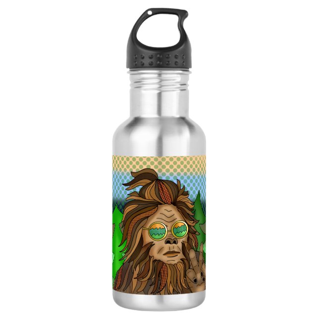 Sasquatch Peace Sign | Retro Bigfoot  532 Ml Water Bottle (Front)