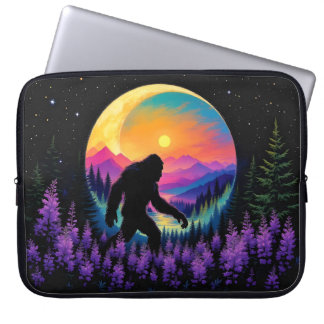Sasquatch Rainbow Mountain Moon Wall Clock Laptop Sleeve