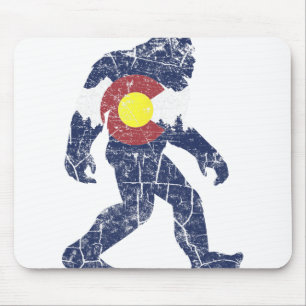 Sasquatch Retro State Flag Colorado Rocky Mountain Mouse Pad