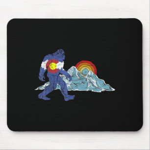Sasquatch retro state flag colorado rocky mountain mouse pad