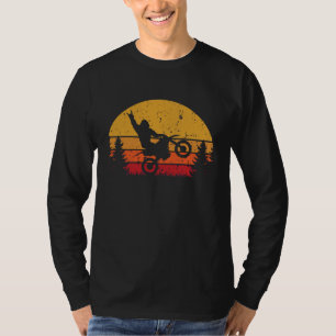 Sasquatch Retro Sunset Riding Dirt Bike T-Shirt