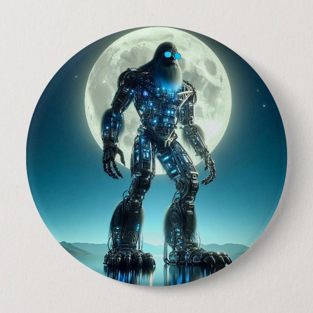 Sasquatch Robot 10 Cm Round Badge (Front)