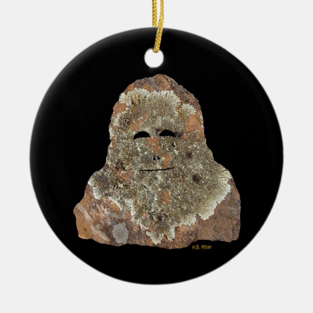 Sasquatch Rock Art Ceramic Tree Decoration (Front)