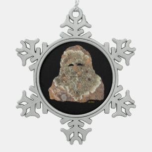 Sasquatch Rock Art Snowflake Pewter Christmas Ornament