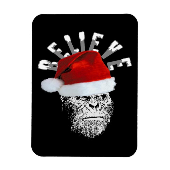 Sasquatch Santa "Believe" Premium Christmas Magnet (Vertical)