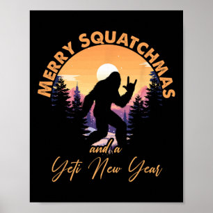 Sasquatch Santa Yeti Merry Squatchmas Bigfoot Chri Poster