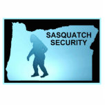 Sasquatch Security - Oregon Photo Sculpture Magnet<br><div class="desc">Features the dark silhouette of a Sasquatch (Bigfoot) on a powder blue background enclosed by the outline of Oregon along with text reading, "SASQUATCH SECURITY." Go with Sasquatch Security to safeguard your house and valuables. Unobtrusive safety - as Sasquatch are so rarely seen you will hardly know they are there....</div>