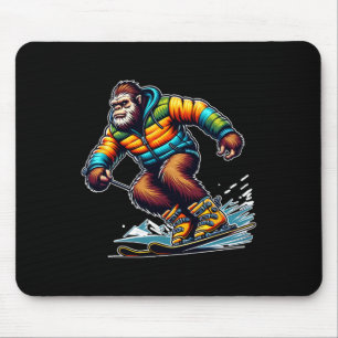 Sasquatch Ski Adventure Bigfoot Winter Fun Mouse Pad