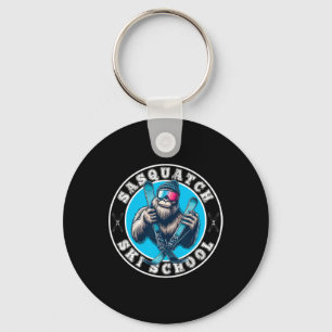Sasquatch Ski School Funny Bigfoot Skiing  Key Ring