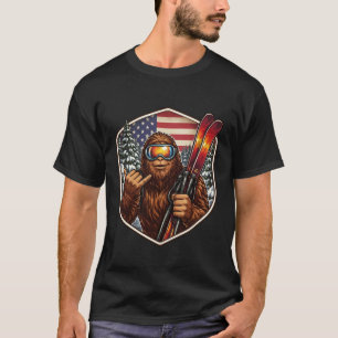 Sasquatch Skiing Big-Foot Shaka Ski Lover Skier Am T-Shirt