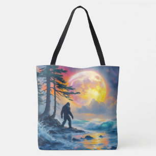 Sasquatch Standing on an Ocean Shore Tote Bag