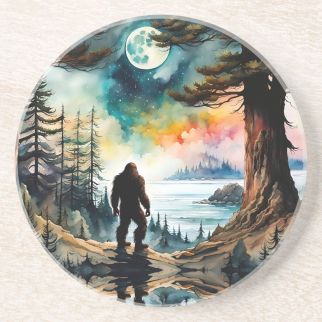 Sasquatch Standing on Ridge overlooking the Ocean Coaster (Front)