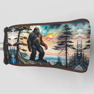 Sasquatch Standing on Ridge overlooking the Ocean Golf Head Cover