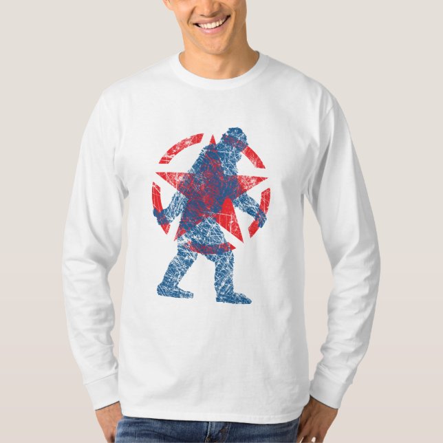 Sasquatch Stencil Star Vintage Style T-Shirt (Front)