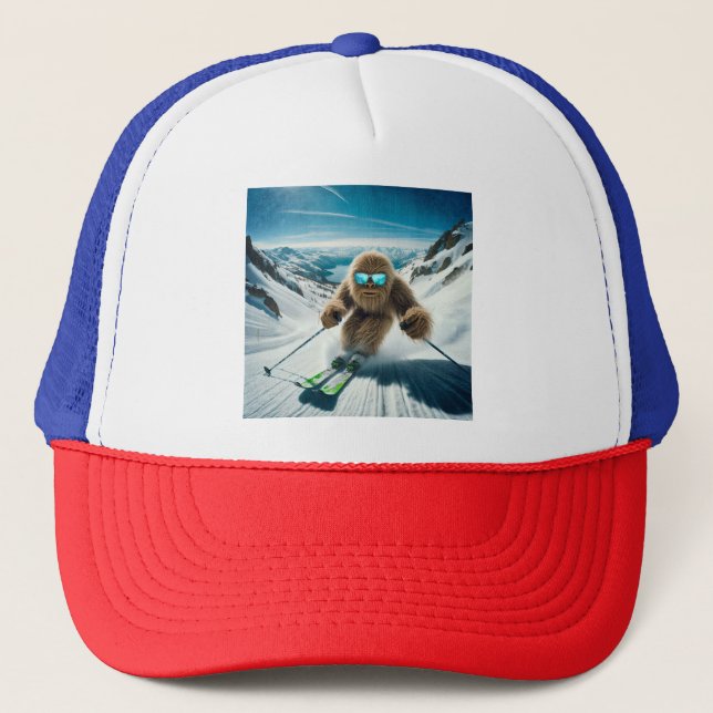 Sasquatch the Skier Trucker Hat (Front)