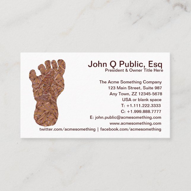 Sasquatch Track Bigfoot Fun Business Card (Front)