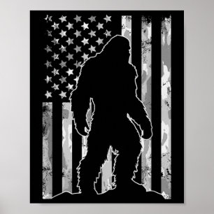 Sasquatch Usa Flag Patriotic Bigfoot 4th Of July  Poster