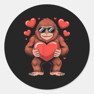 Sasquatch Valentine's Day - Bigfoot Heart Sungles  Classic Round Sticker