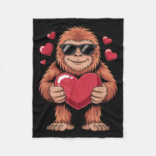 Sasquatch Valentine's Day - Bigfoot Heart Sungles  Fleece Blanket
