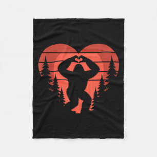 Sasquatch Valentine's Day - Bigfoot Heart Sungles  Fleece Blanket
