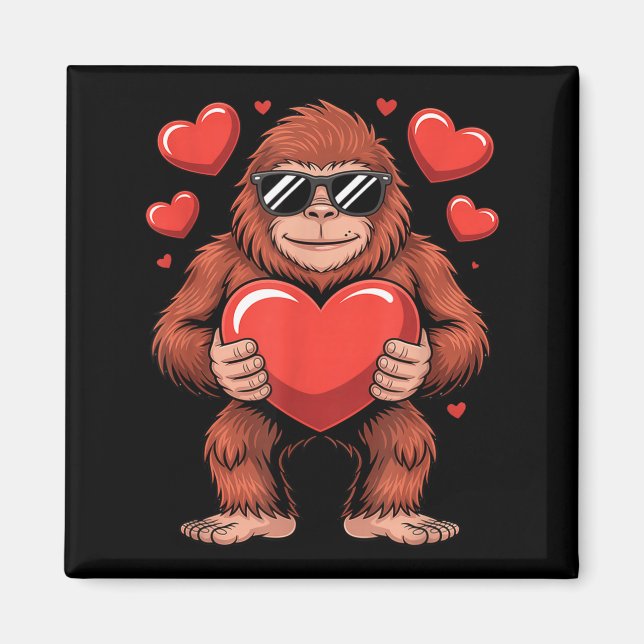Sasquatch Valentine's Day - Bigfoot Heart Sungles  Magnet (Front)