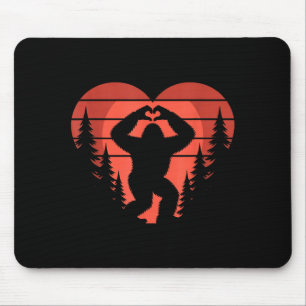 Sasquatch Valentine's Day - Bigfoot Heart Sungles Mouse Pad