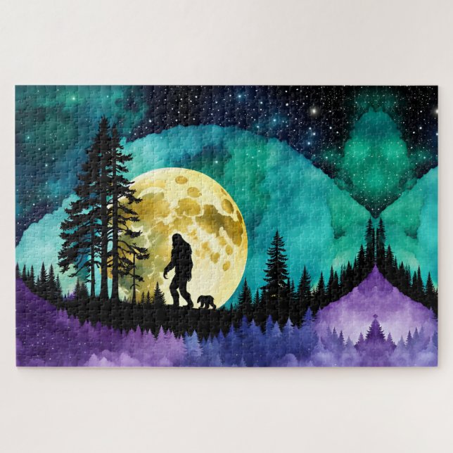 Sasquatch walking with pet Bear cub Jigsaw Puzzle (Horizontal)