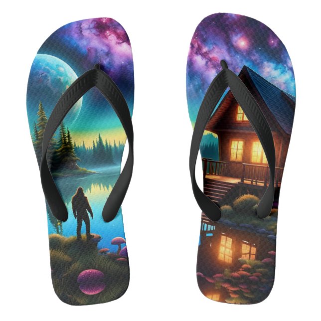 Sasquatch Watching nebulas on a distant planet Jandals (Footbed)