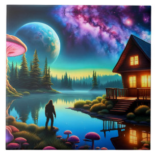 Sasquatch Watching nebulas on a distant planet Tile