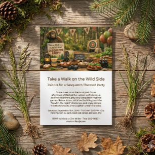Sasquatch Woodland Explorer Bigfoot Themed Party Invitation