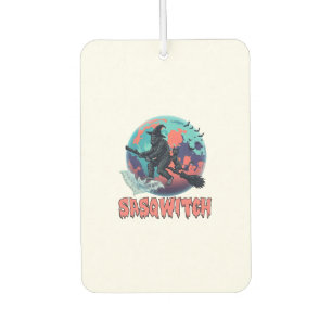 Sasqwitch Bigfoot Witch Broom Black Cat Moon Hallo Car Air Freshener