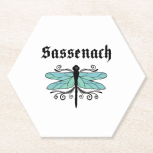 Sassenach Dragonfly Outlander Amber Blue Gift Tee Paper Coaster