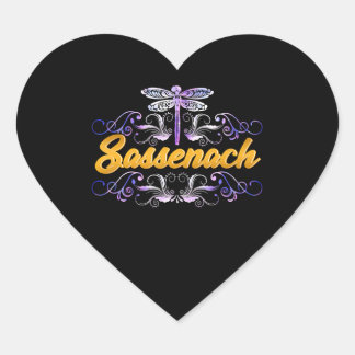Sassenach Outlander Blue Dragonfly Heart Sticker