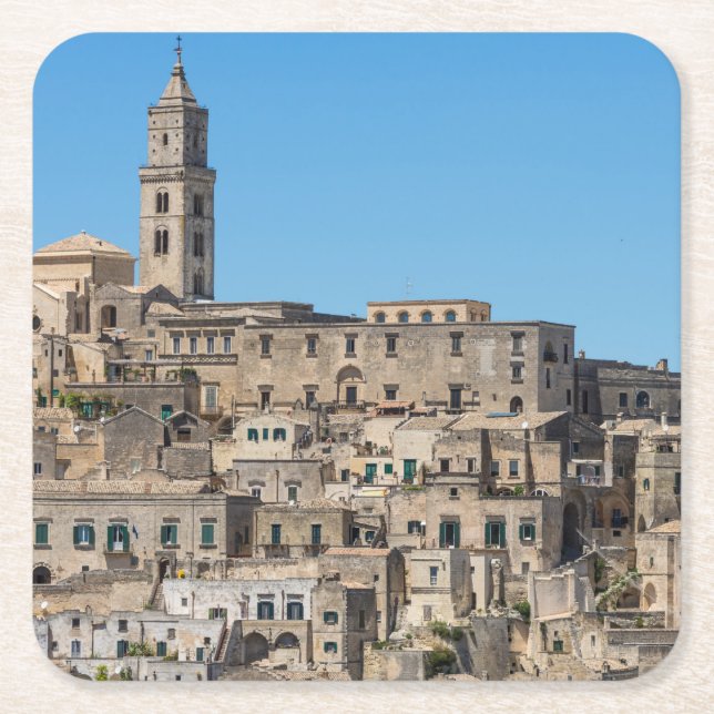 Sassi di Matera city in Italy Square Paper Coaster (Front)
