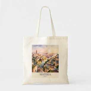 Sassi di Matera Travel Italy Cave City Watercolor Tote Bag
