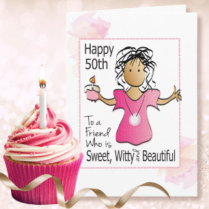 Sassy 50th Birthday Ethnic Female Cartoon Funny Card