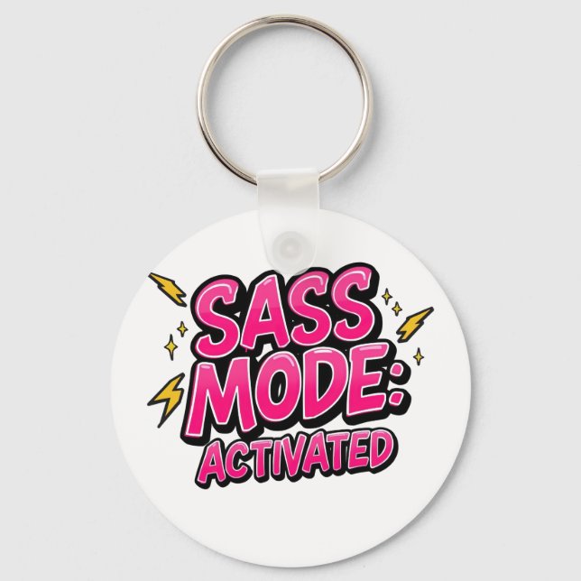 Sassy Attitude and Bold Pop Art Key Ring (Front)