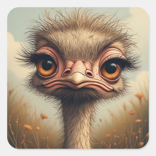 "Sassy Baby Emu Sticker" Sheet Square Sticker (Front)