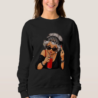 Sassy Badass Grandmother Flipping the Bird Raglan Sweatshirt