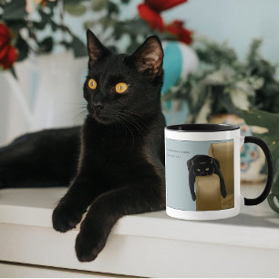 Sassy Black Cat Funny Tired Humour Blue Mug