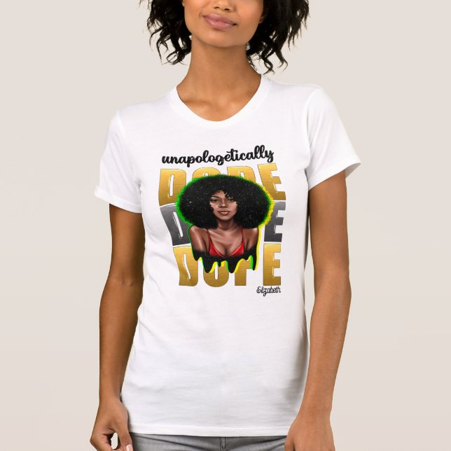 Sassy Black Diva with Modern Elegance T-Shirt (Front)