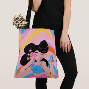 sassy black hair 80s dall tote bag