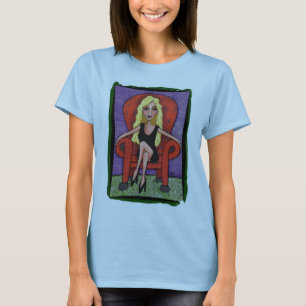 Sassy Blonde & a Red Chair - womens t-shirt