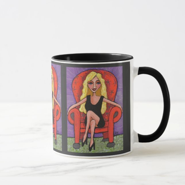 Sassy Blonde & Red Chair - mug (Right)