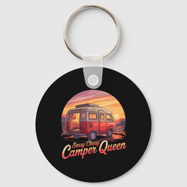 Sassy Camper Queen Classy Camping Squad Glamping Key Ring (Front)