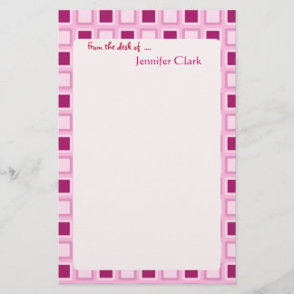 Sassy Candy Pink Squares Custom Personalised Stationery