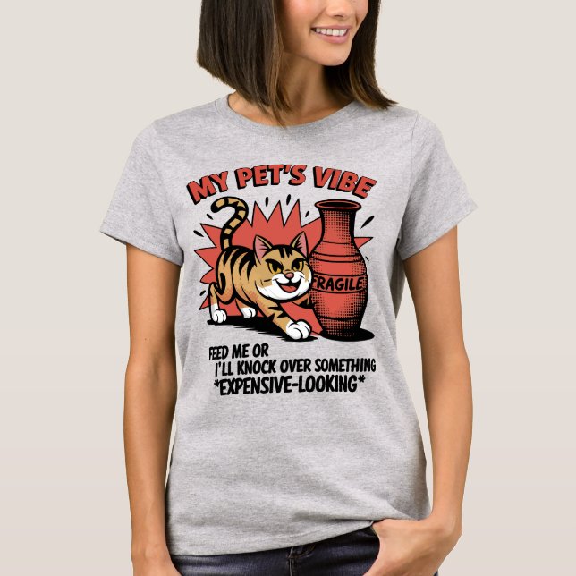 Sassy Cat Attitude Warning T-Shirt (Front)