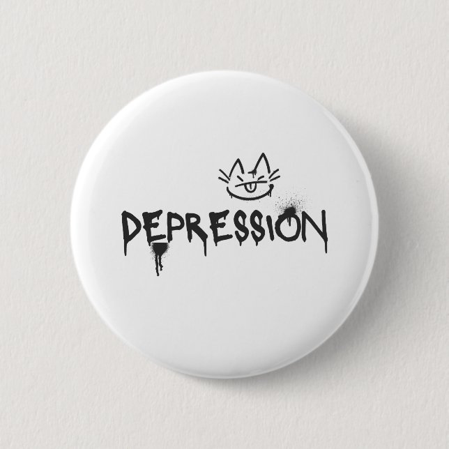 Sassy Cat_Depression Spraypaint font 6 Cm Round Badge (Front)