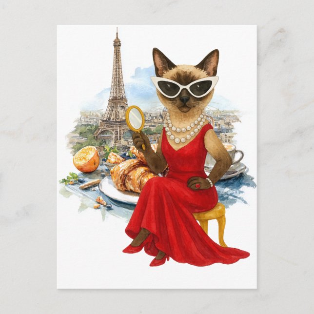 Sassy Cat is in Paris France Holiday Postcard (Front)