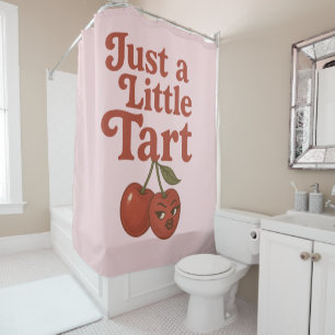 Sassy Cherry Just a Little Tart Retro Red & Pink Shower Curtain